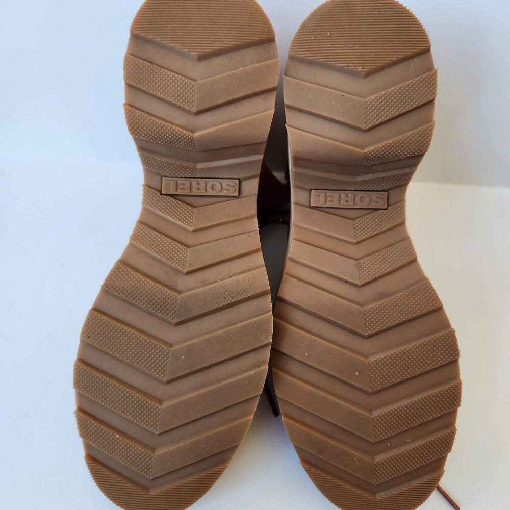 Sorel Hi-Line Heel Suede Lace-Up Platform Boots Orange Rust Red Fall Winter 9.5 - Picture 4 of 10